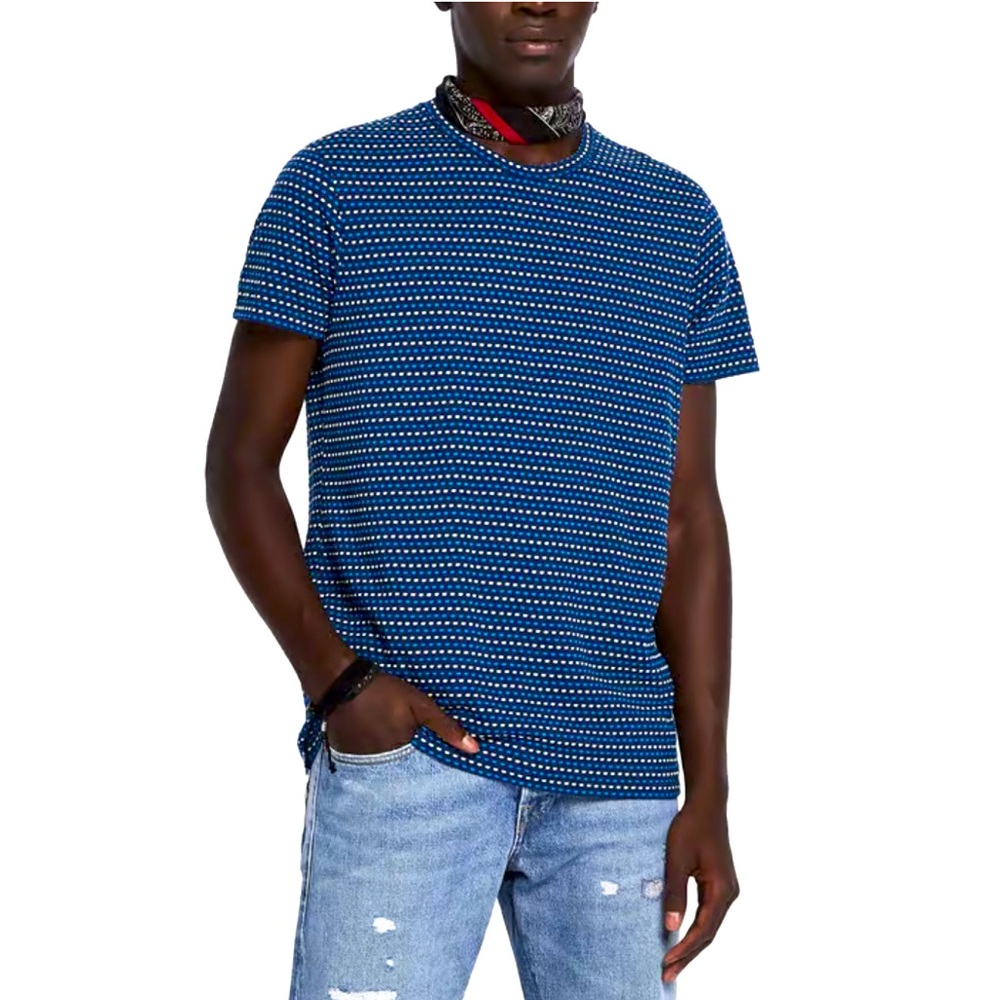 Scotch & Soda Blue and White Striped Short Sleeve Tee